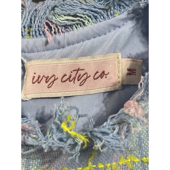 New Ivy City Co Reese Shift Dress in Periwinkle Blue M Medium Tweed - Picture 4 of 9